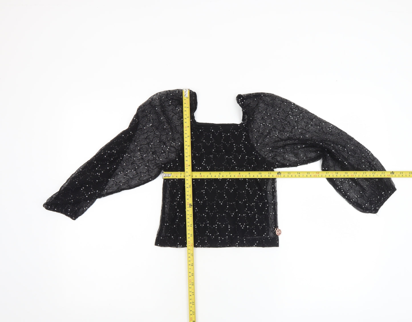 Angel & Rocket Girls Black Sequin Mesh Cropped Blouse 7 Years Partywear