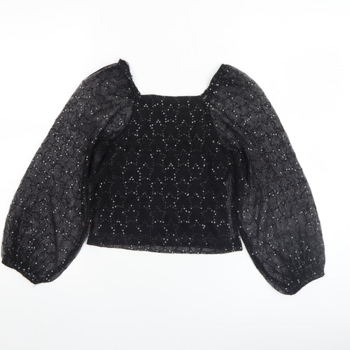 Angel & Rocket Girls Black Sequin Mesh Cropped Blouse 7 Years Partywear