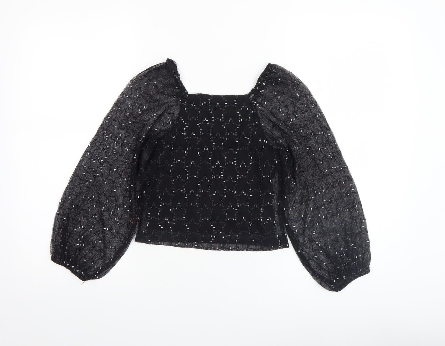 Angel & Rocket Girls Black Sequin Mesh Cropped Blouse 7 Years Partywear