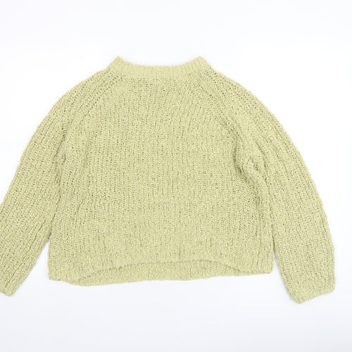Gallery Womens Green Chunky Knit Cotton Pullover Jumper Size L