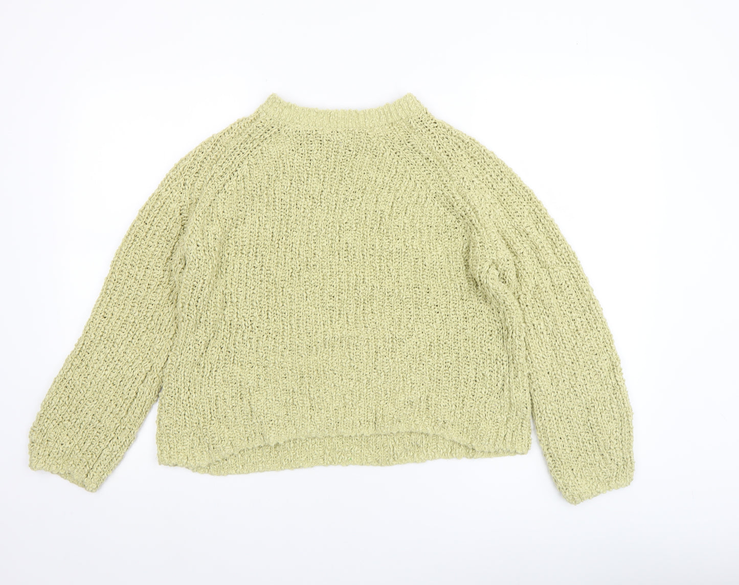 Gallery Womens Green Chunky Knit Cotton Pullover Jumper Size L