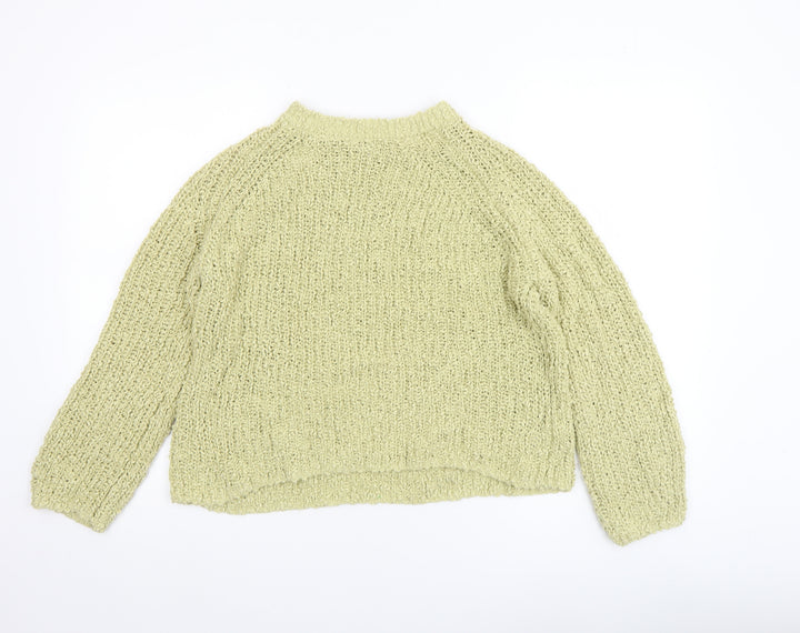 Gallery Womens Green Chunky Knit Cotton Pullover Jumper Size L