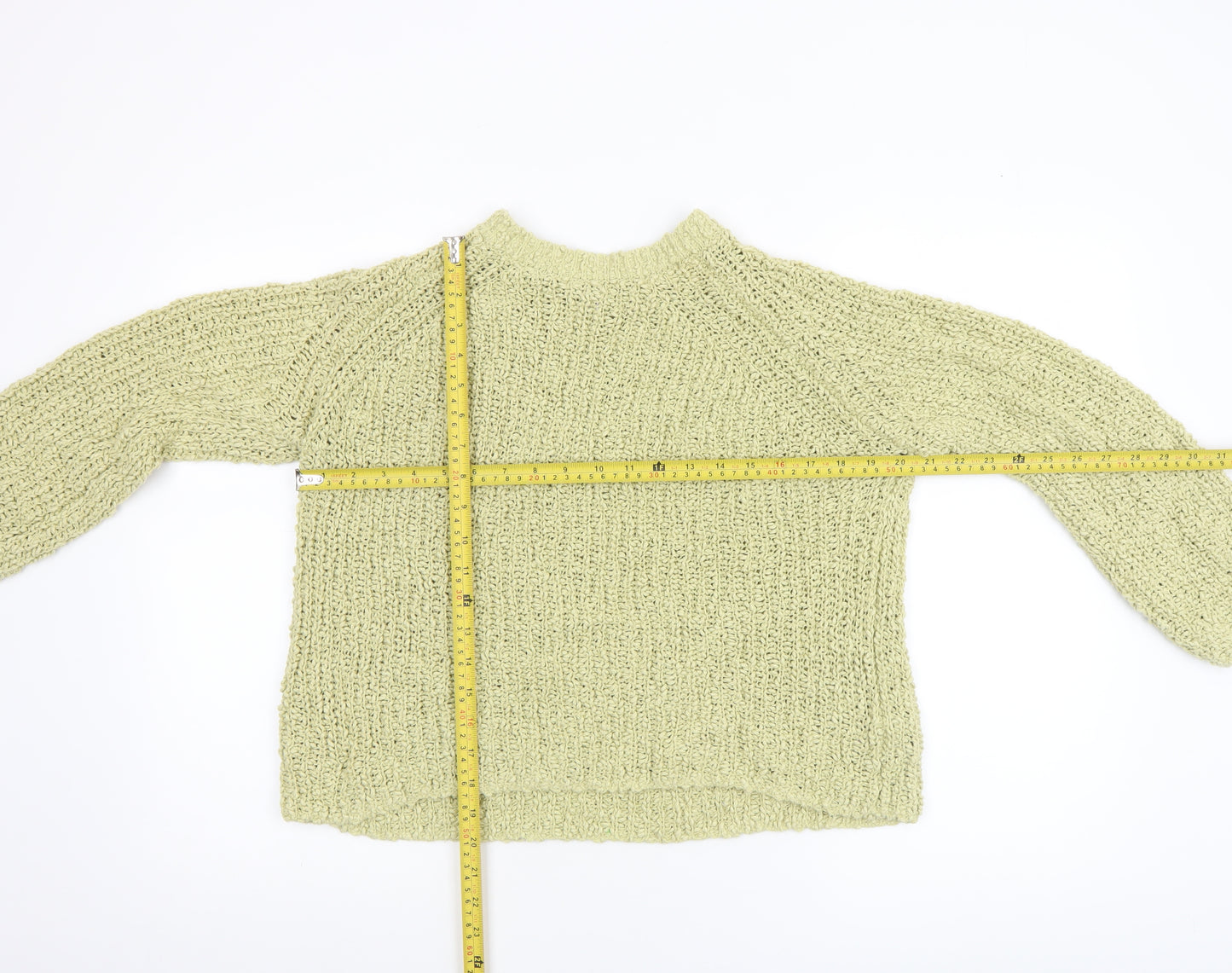 Gallery Womens Green Chunky Knit Cotton Pullover Jumper Size L