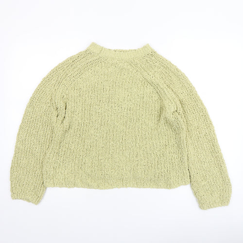 Gallery Womens Green Chunky Knit Cotton Pullover Jumper Size L