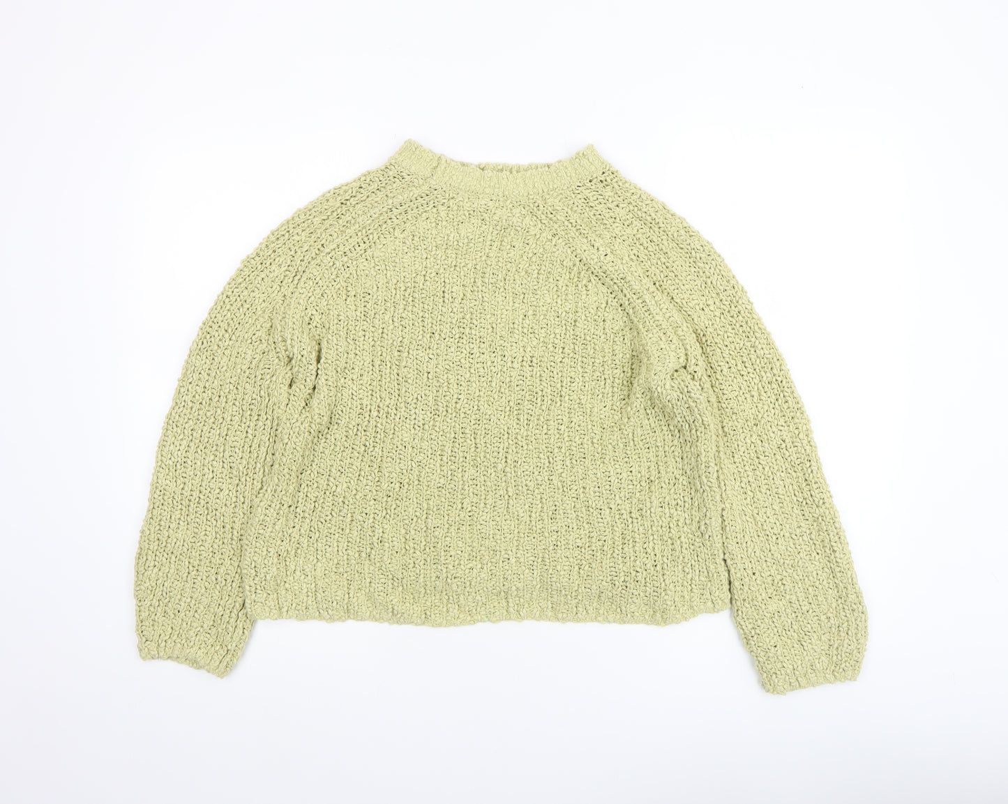 Gallery Womens Green Chunky Knit Cotton Pullover Jumper Size L