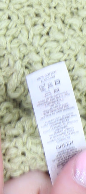 Gallery Womens Green Chunky Knit Cotton Pullover Jumper Size L