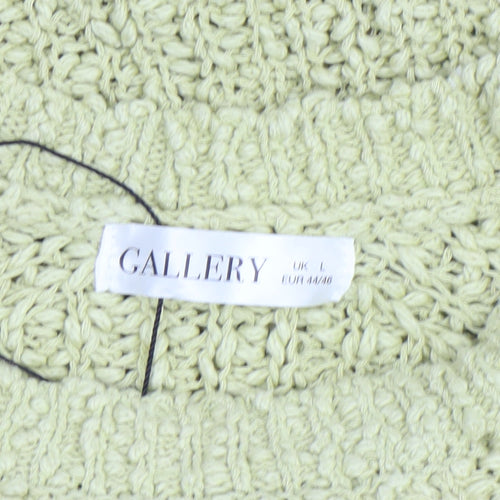 Gallery Womens Green Chunky Knit Cotton Pullover Jumper Size L