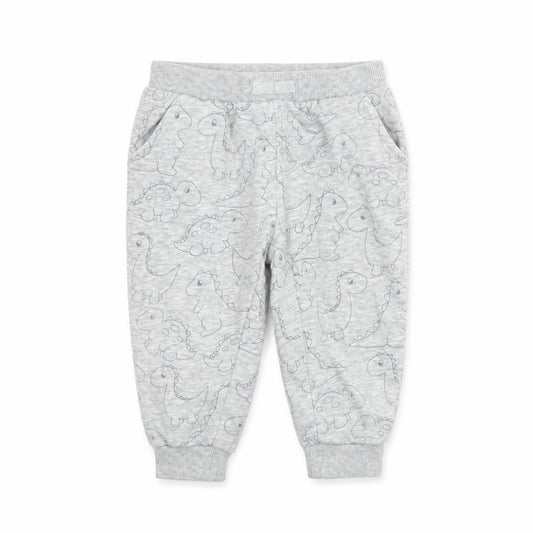 Front view of NPO Baby Grey Dinosaur Jogger Trousers 12 Months unisex cotton blend