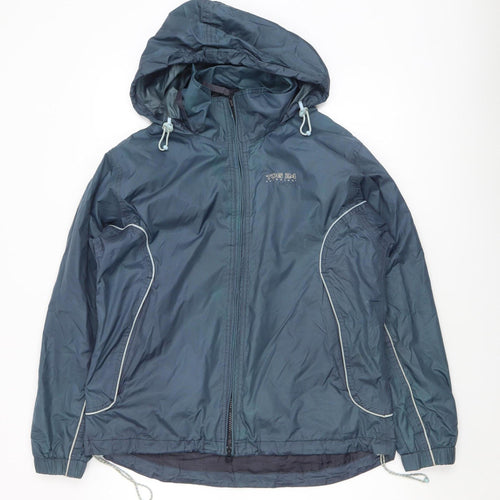 TOG 24 Women Blue Waterproof Hooded Rain Jacket Size 12