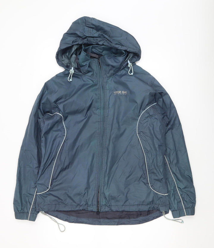 TOG 24 Women Blue Waterproof Hooded Rain Jacket Size 12