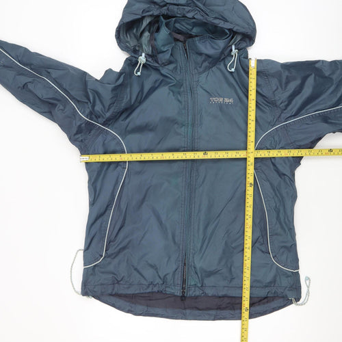 TOG 24 Women Blue Waterproof Hooded Rain Jacket Size 12