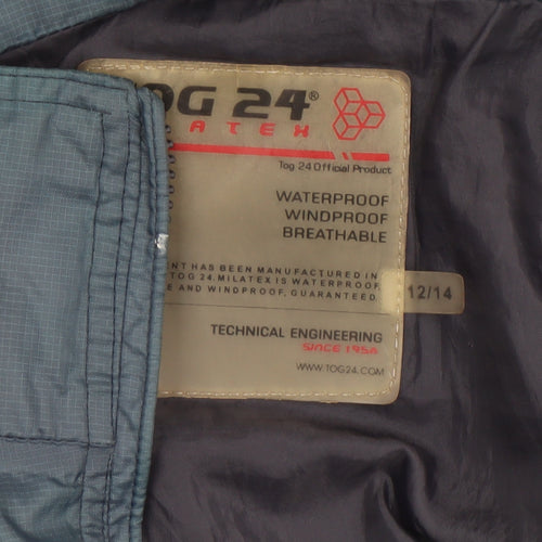 TOG 24 Women Blue Waterproof Hooded Rain Jacket Size 12