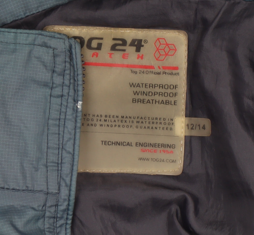 TOG 24 Women Blue Waterproof Hooded Rain Jacket Size 12