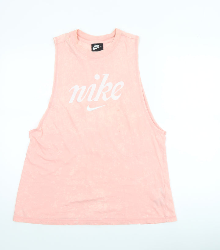 Nike Women's Pink Sleeveless Tank Top Size L Cotton Sportswear