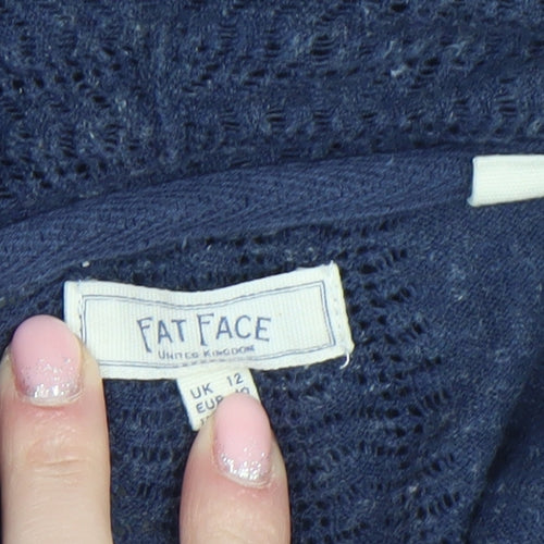 Fat Face Women's Blue Open Knit Long Sleeve Cardigan UK 12