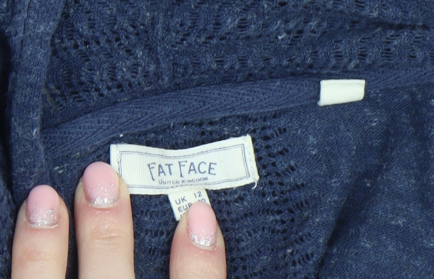 Fat Face Women's Blue Open Knit Long Sleeve Cardigan UK 12