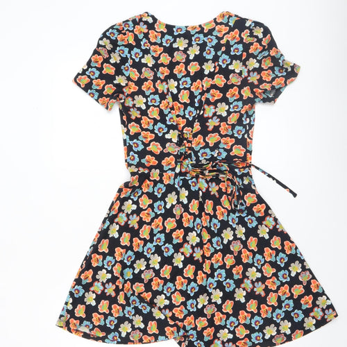 Topshop Women's Multicoloured Floral Fit & Flare Short Dress Size 6