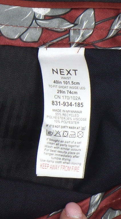 Next Men's Navy Blue Classic Dress Trousers 40W 29L Polyester Blend