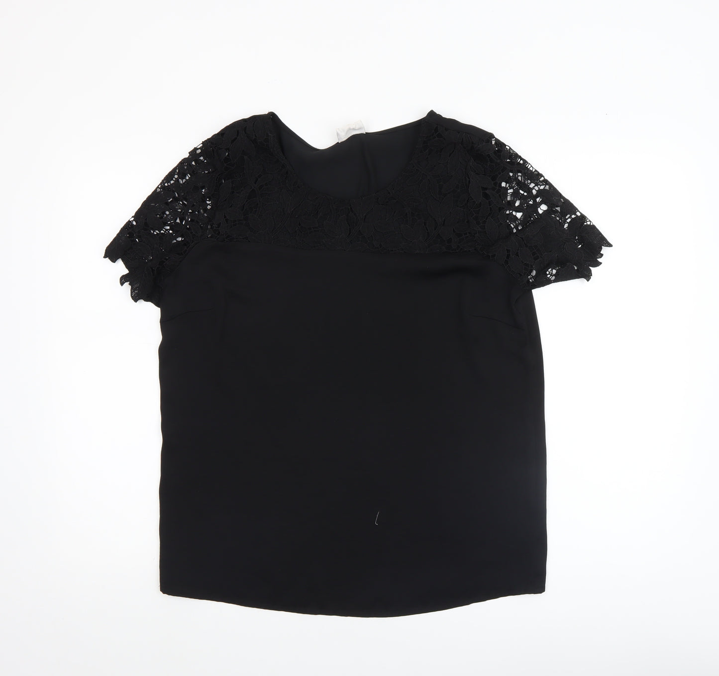Vila Women’s Black Lace Short Sleeve Blouse M