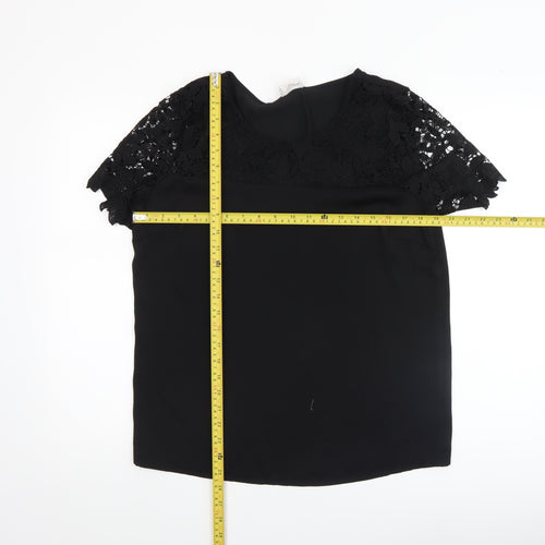 Vila Women’s Black Lace Short Sleeve Blouse M
