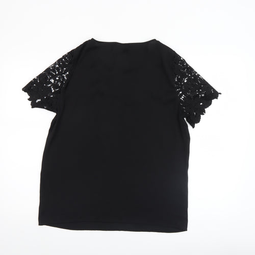 Vila Women’s Black Lace Short Sleeve Blouse M