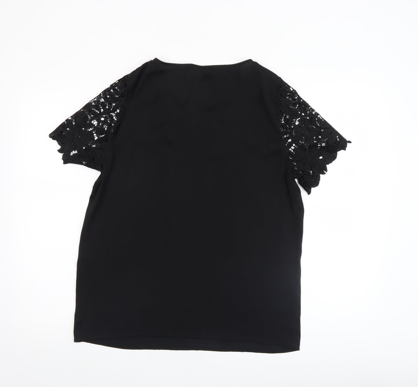 Vila Women’s Black Lace Short Sleeve Blouse M