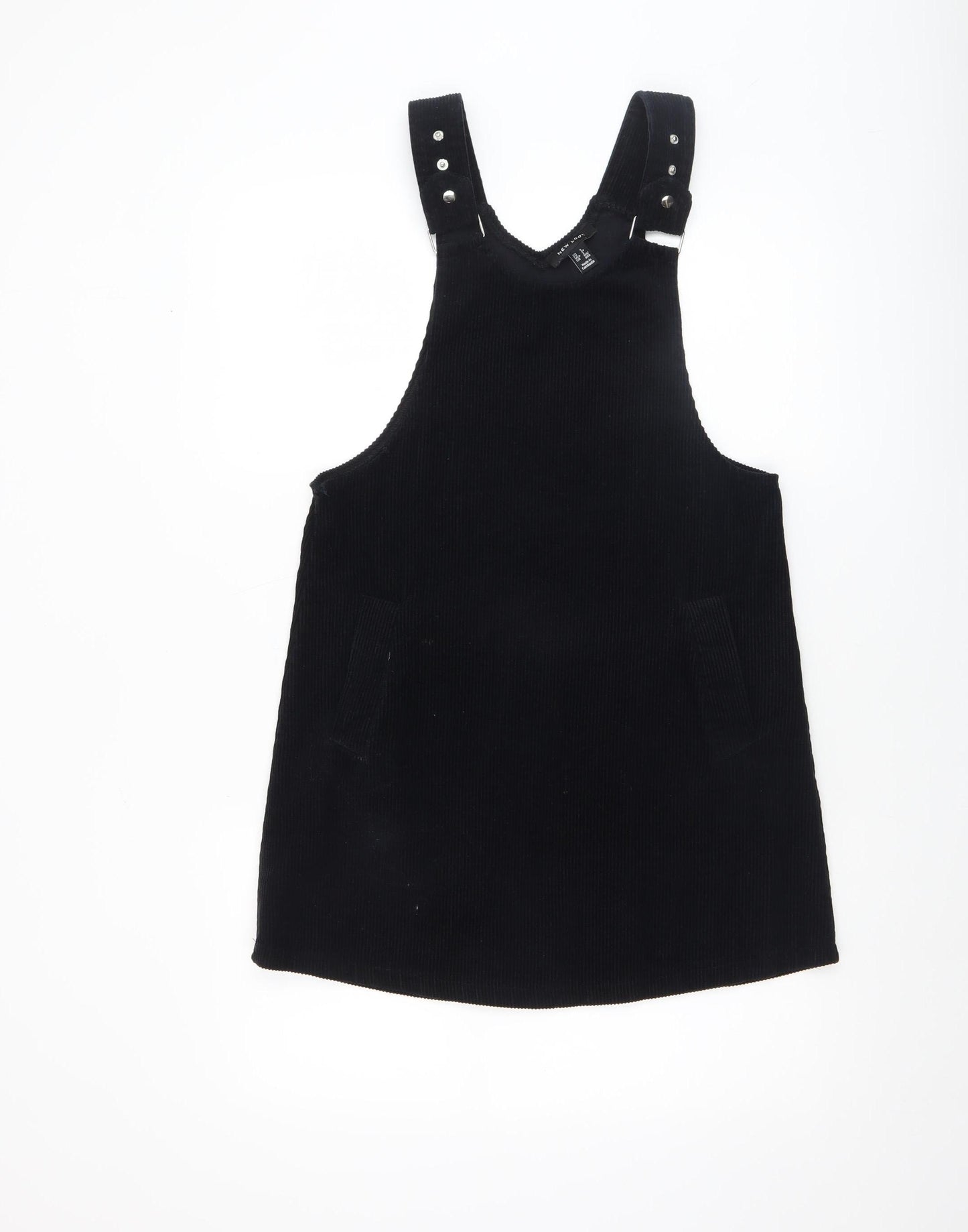 New Look Women’s Black Corduroy Pinafore Dress Size 6