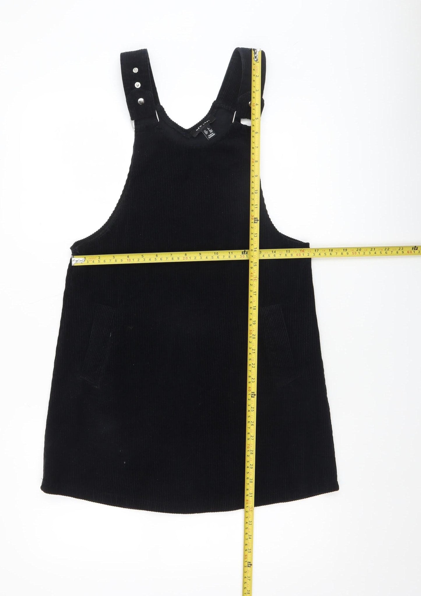 New Look Women’s Black Corduroy Pinafore Dress Size 6