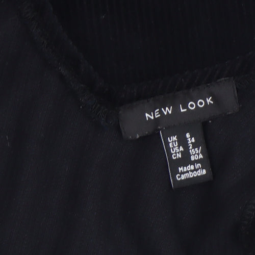 New Look Women’s Black Corduroy Pinafore Dress Size 6