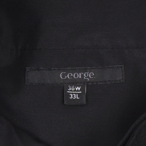George Men's Black Regular Fit Dress Trousers 36W 33L Polyester