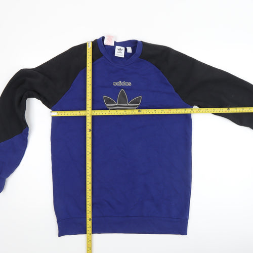 Adidas Boys Blue Black Crew Neck Pullover Sweatshirt XL 15-16Y