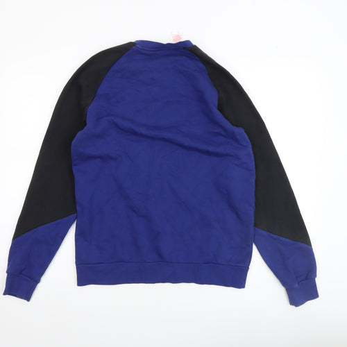 Adidas Boys Blue Black Crew Neck Pullover Sweatshirt XL 15-16Y