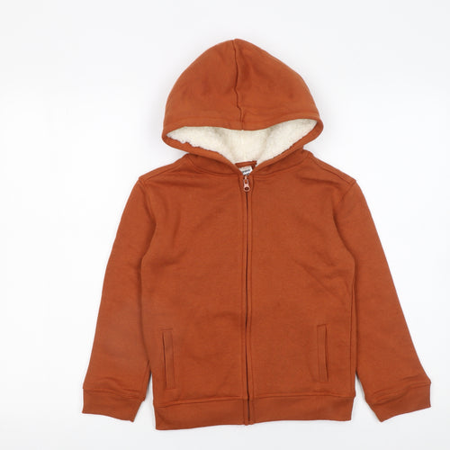 Anko Boys Brown Full Zip Fleece Lined Hoodie Size 7 Years