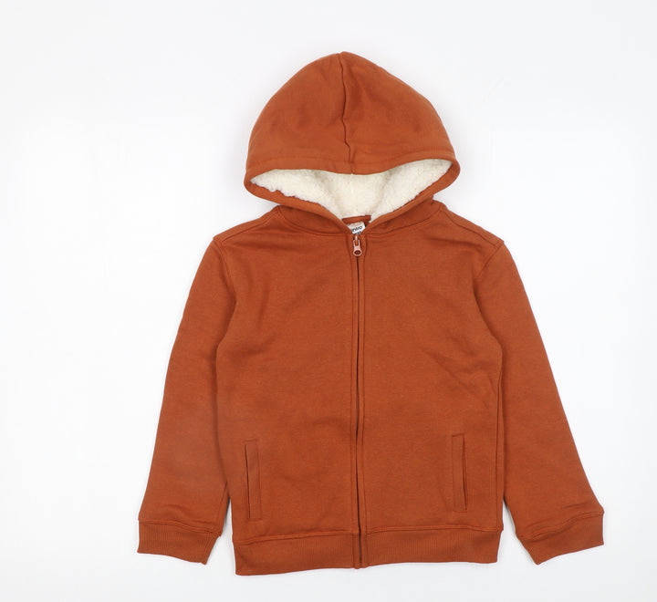 Anko Boys Brown Full Zip Fleece Lined Hoodie Size 7 Years