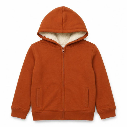 Anko Boys Brown Full Zip Fleece Lined Hoodie Size 7 Years