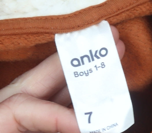 Anko Boys Brown Full Zip Fleece Lined Hoodie Size 7 Years