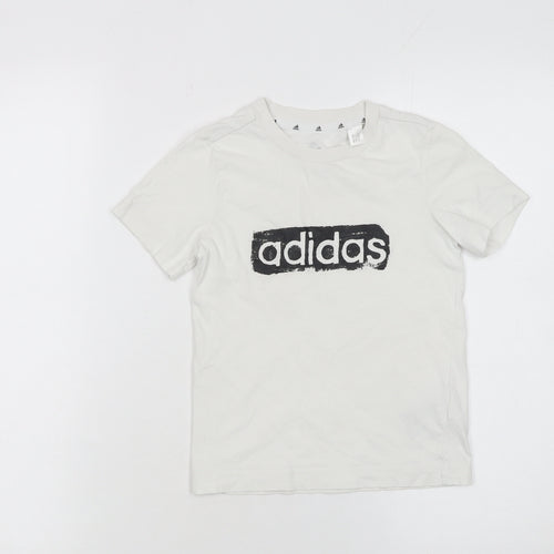 Adidas Boys White Logo Cotton Short Sleeve T-Shirt 5-6 Years