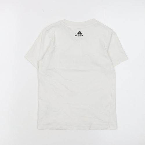 Adidas Boys White Logo Cotton Short Sleeve T-Shirt 5-6 Years