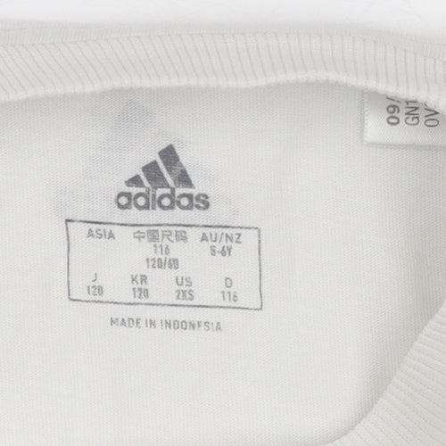 Adidas Boys White Logo Cotton Short Sleeve T-Shirt 5-6 Years