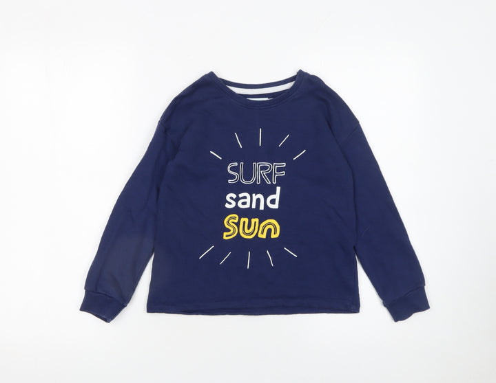 Leigh Tucker Willow Girls Blue 6-7 Years Pullover Sweatshirt Surf Design