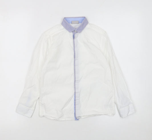Next Boys White Button-Down Long Sleeve Cotton Shirt 7 Years