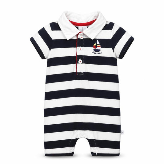 Debenhams Newborn Boys Navy & White Striped Romper Babygrow 100% Cotton