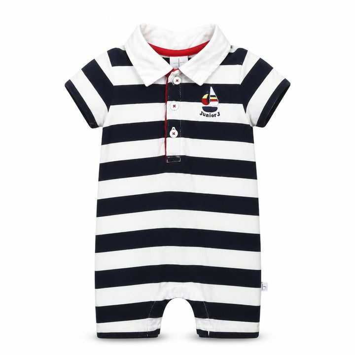 Debenhams Newborn Boys Navy & White Striped Romper Babygrow 100% Cotton