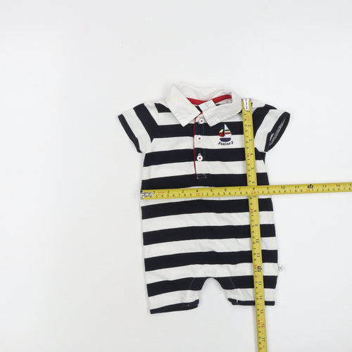 Debenhams Newborn Boys Navy & White Striped Romper Babygrow 100% Cotton