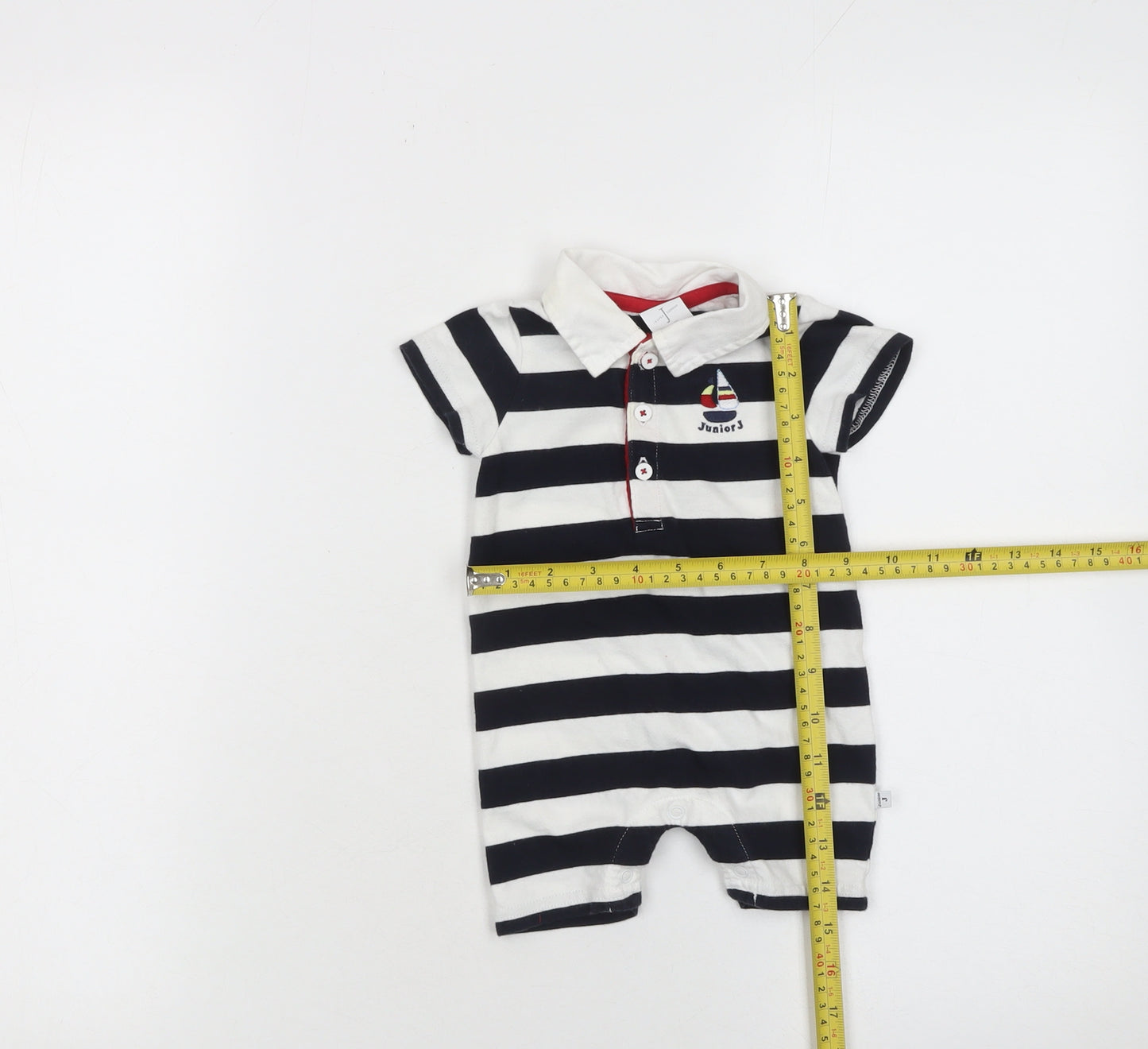 Debenhams Newborn Boys Navy & White Striped Romper Babygrow 100% Cotton
