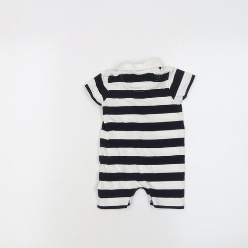 Debenhams Newborn Boys Navy & White Striped Romper Babygrow 100% Cotton