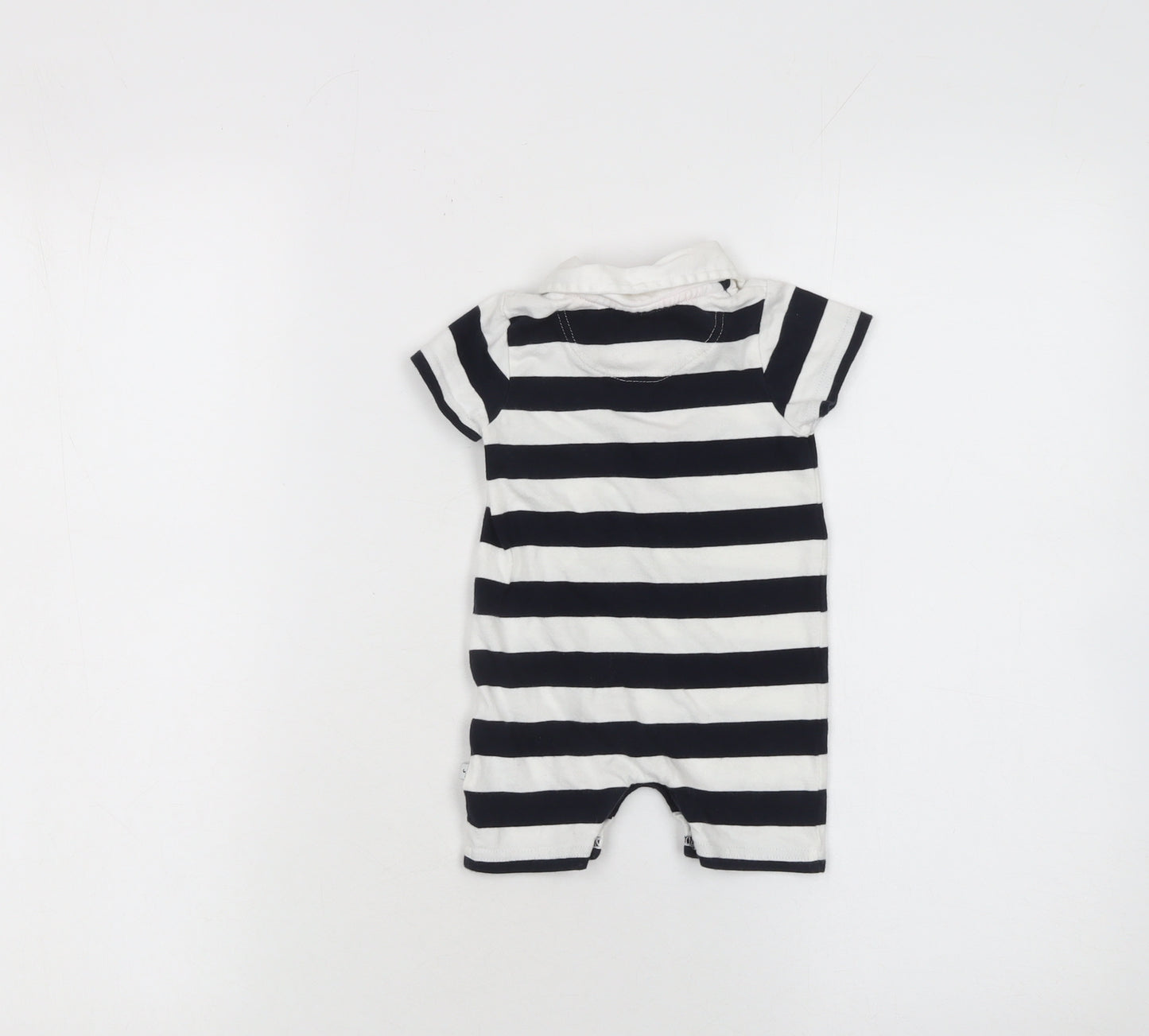 Debenhams Newborn Boys Navy & White Striped Romper Babygrow 100% Cotton