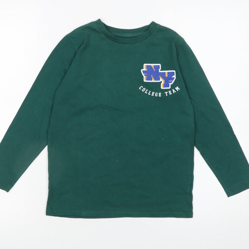 Dunnes Stores Boys Green Long Sleeve College Team Cotton T-Shirt 8-9 Years