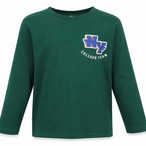 Dunnes Stores Boys Green Long Sleeve College Team Cotton T-Shirt 8-9 Years