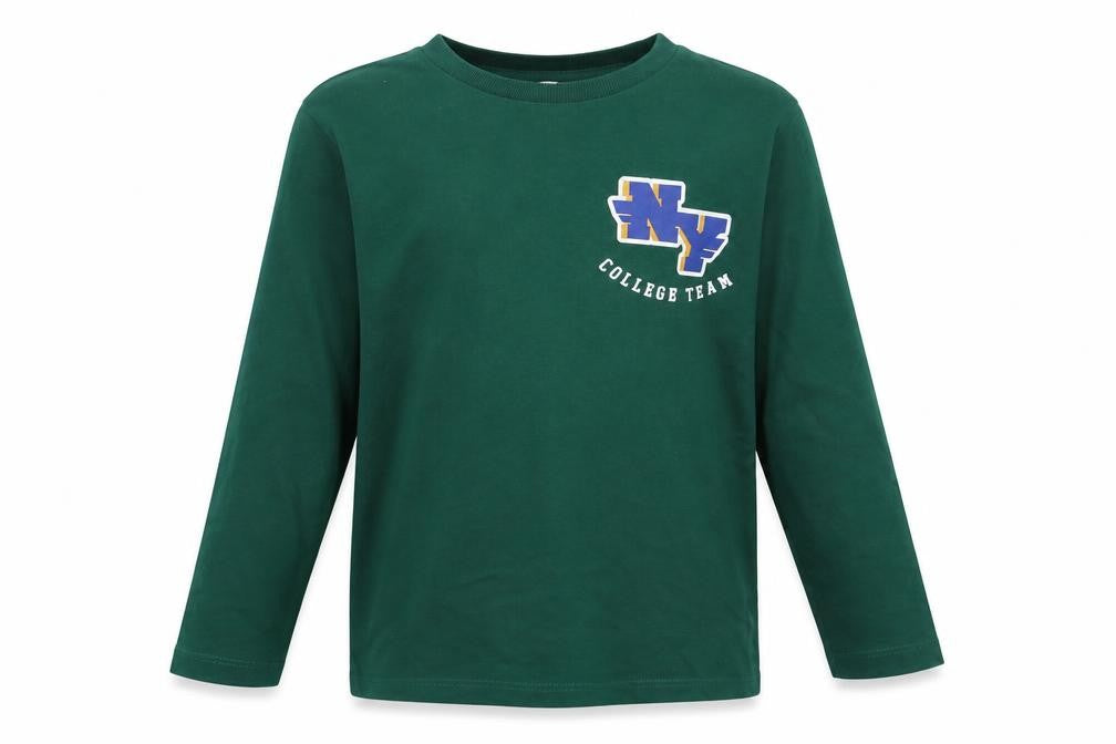 Dunnes Stores Boys Green Long Sleeve College Team Cotton T-Shirt 8-9 Years